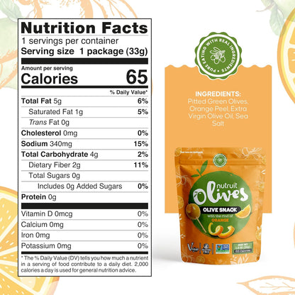 Nutruit Olive Snack (Orange) Toothpick on top packs (20 Pack)