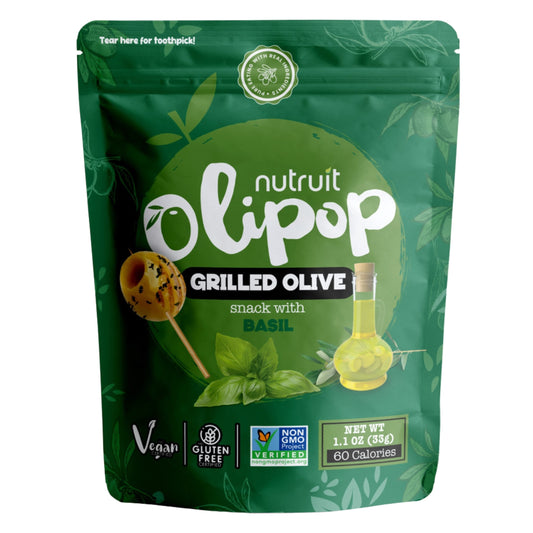 Nutruit Olive Snack (Grilled & Basil) Special Toothpick on top packs (20 Pack)