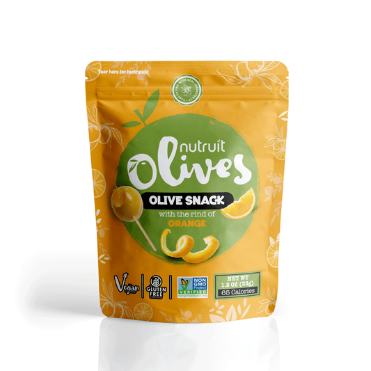 Nutruit Olive Snack (Orange) Toothpick on top packs (20 Pack)