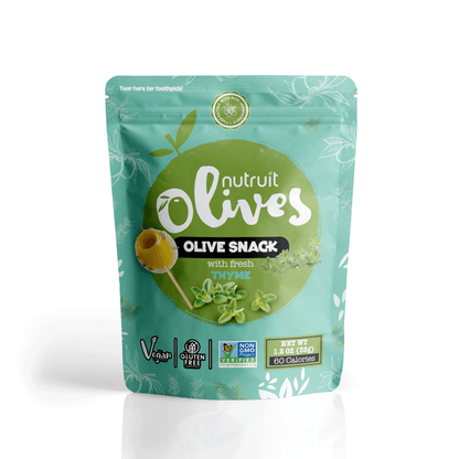 Nutruit Olive Snack (Thyme) Special Toothpick on top packs (20 Pack)