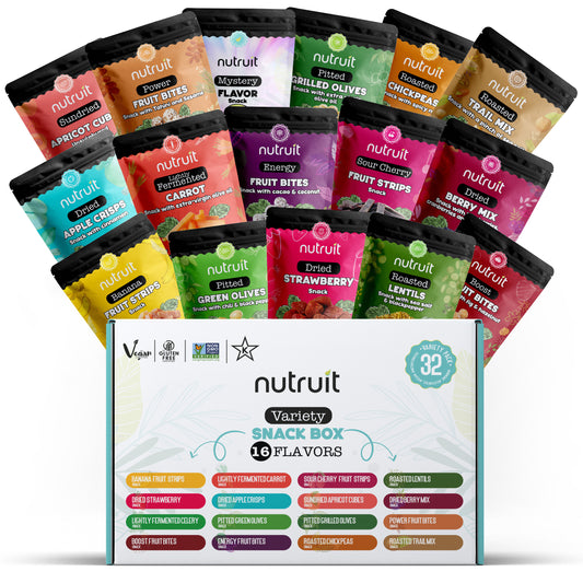 Nutruit - Gourmet Mega Variety Snack Box - Gluten-Free, No Sugar Added, Non-GMO, High Fiber, Plant-Based Protein (1.2oz) (32 Packs)